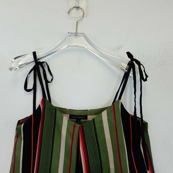 Cami Tank Top Womens SMALL Green Stripe Layered Strappy Vacation BANANA REPUBLIC - Picture 8 of 11